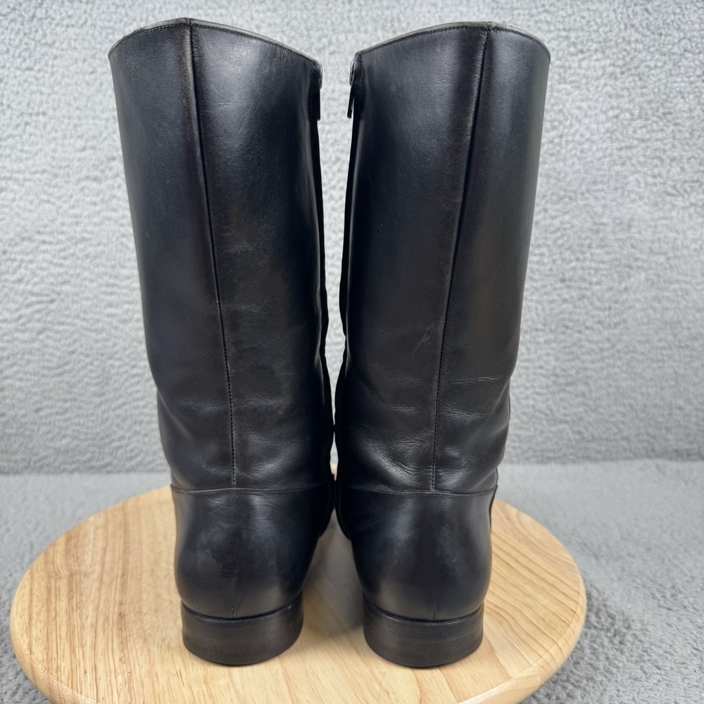 Salvatore Ferragamo Boots Mens Size 10 Black Leather Zip Up Riding Made in Italy - Picture 4 of 14